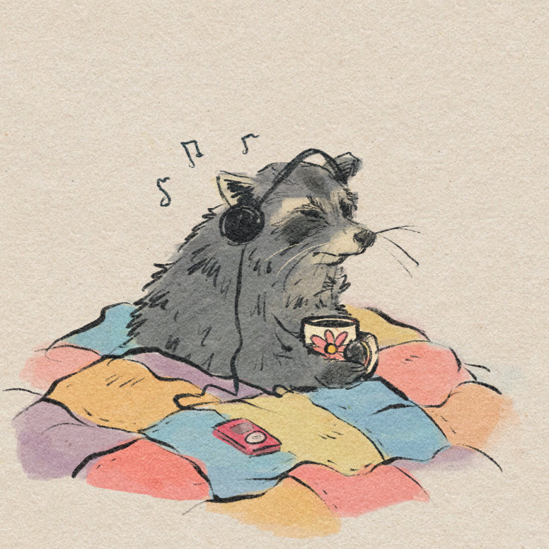 Sleepy Raccoon Print