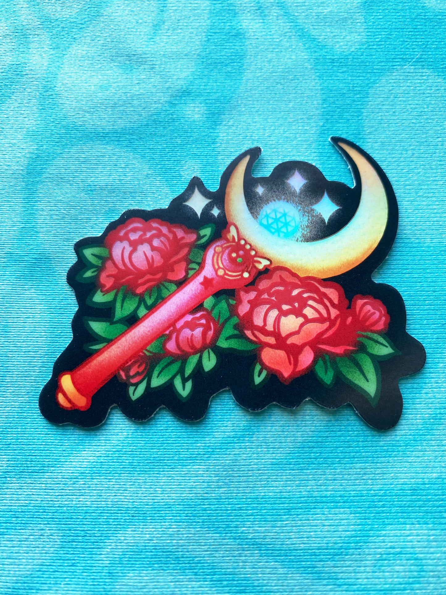 Moon Stick Holographic Sticker