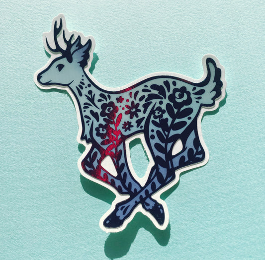 Holographic Garden Deer Sticker