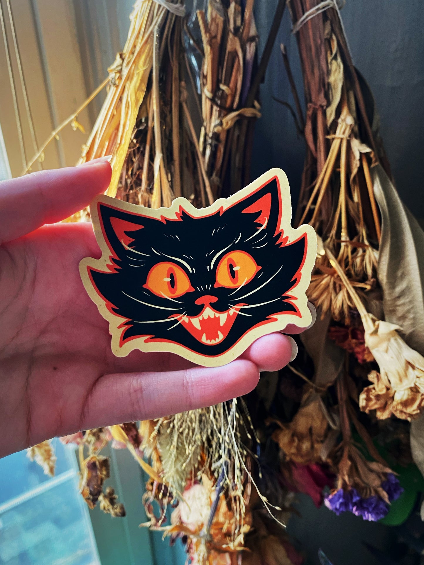 Vintage Halloween Cat Sticker