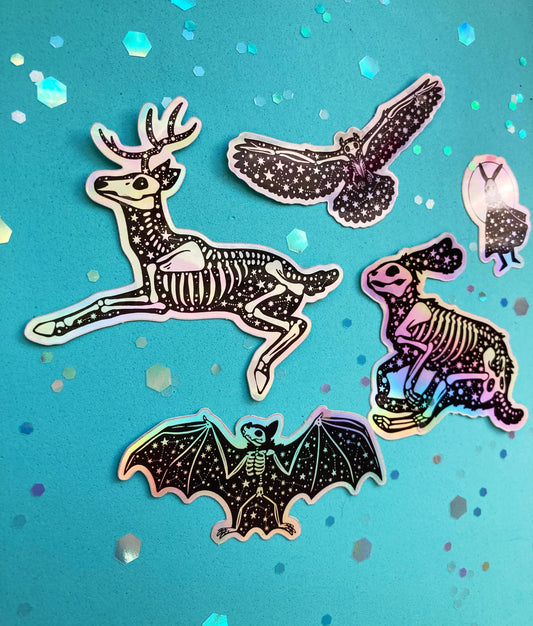 Celestial Creatures Holographic Animal Skeleton Sticker Pack