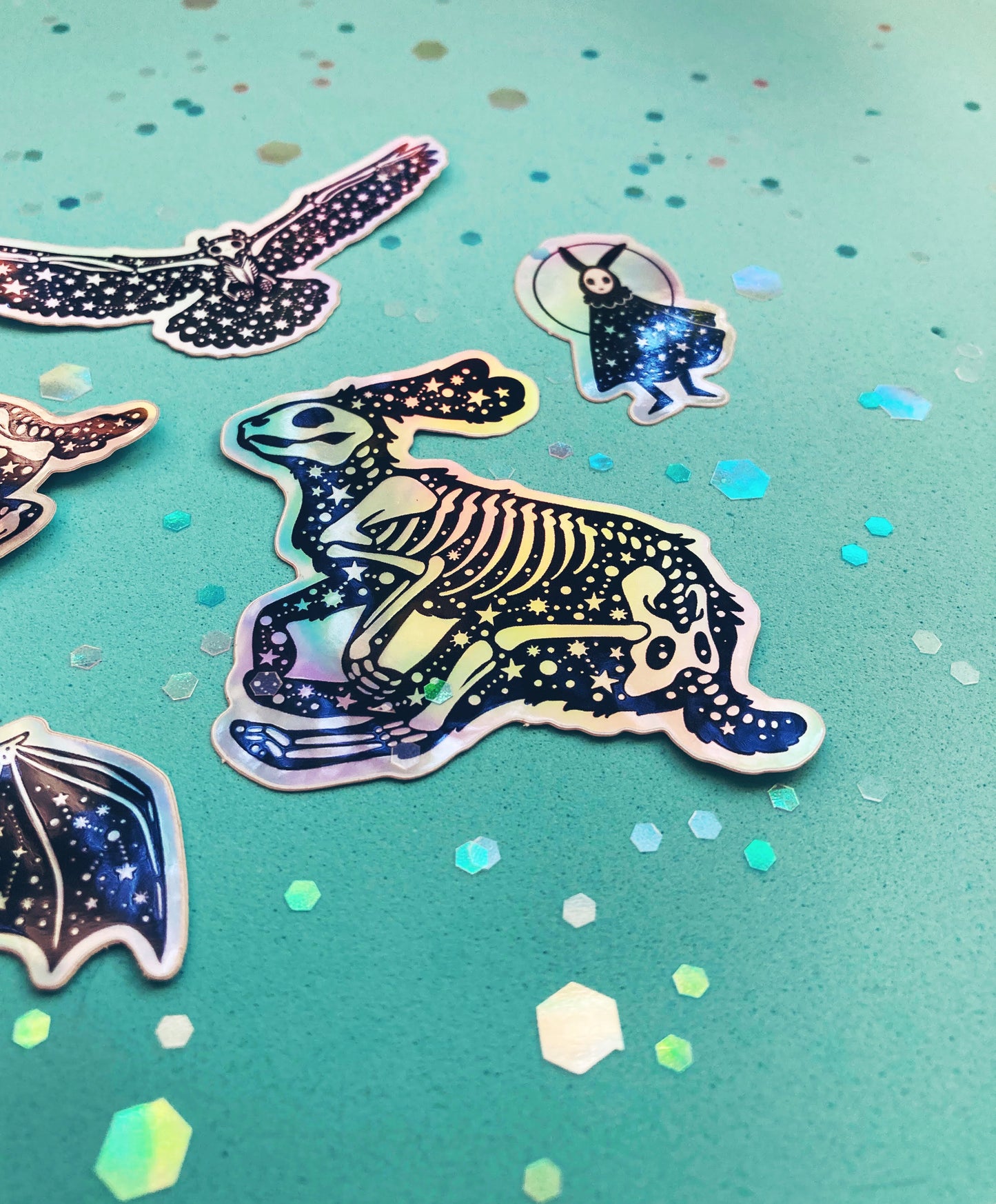 Celestial Creatures Holographic Animal Skeleton Sticker Pack