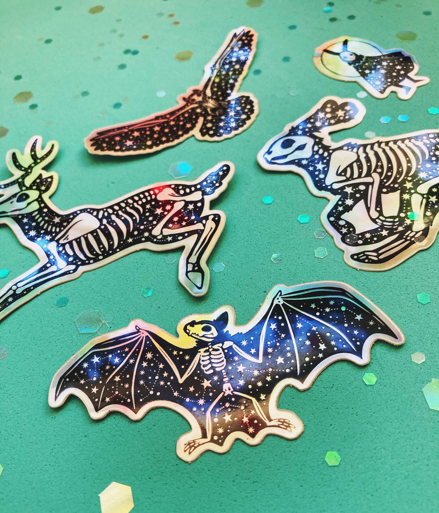 Celestial Creatures Holographic Animal Skeleton Sticker Pack