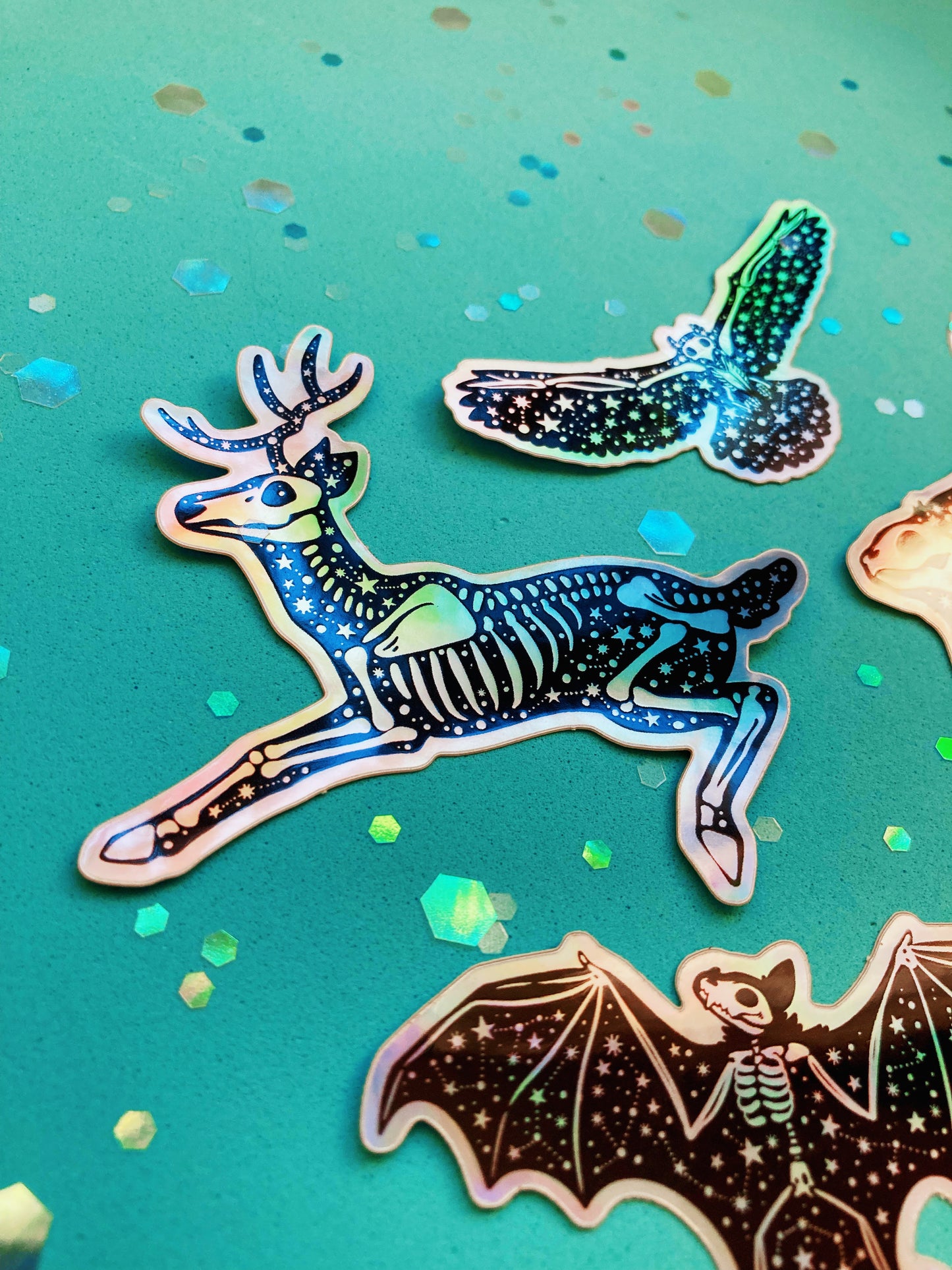 Celestial Creatures Holographic Animal Skeleton Sticker Pack