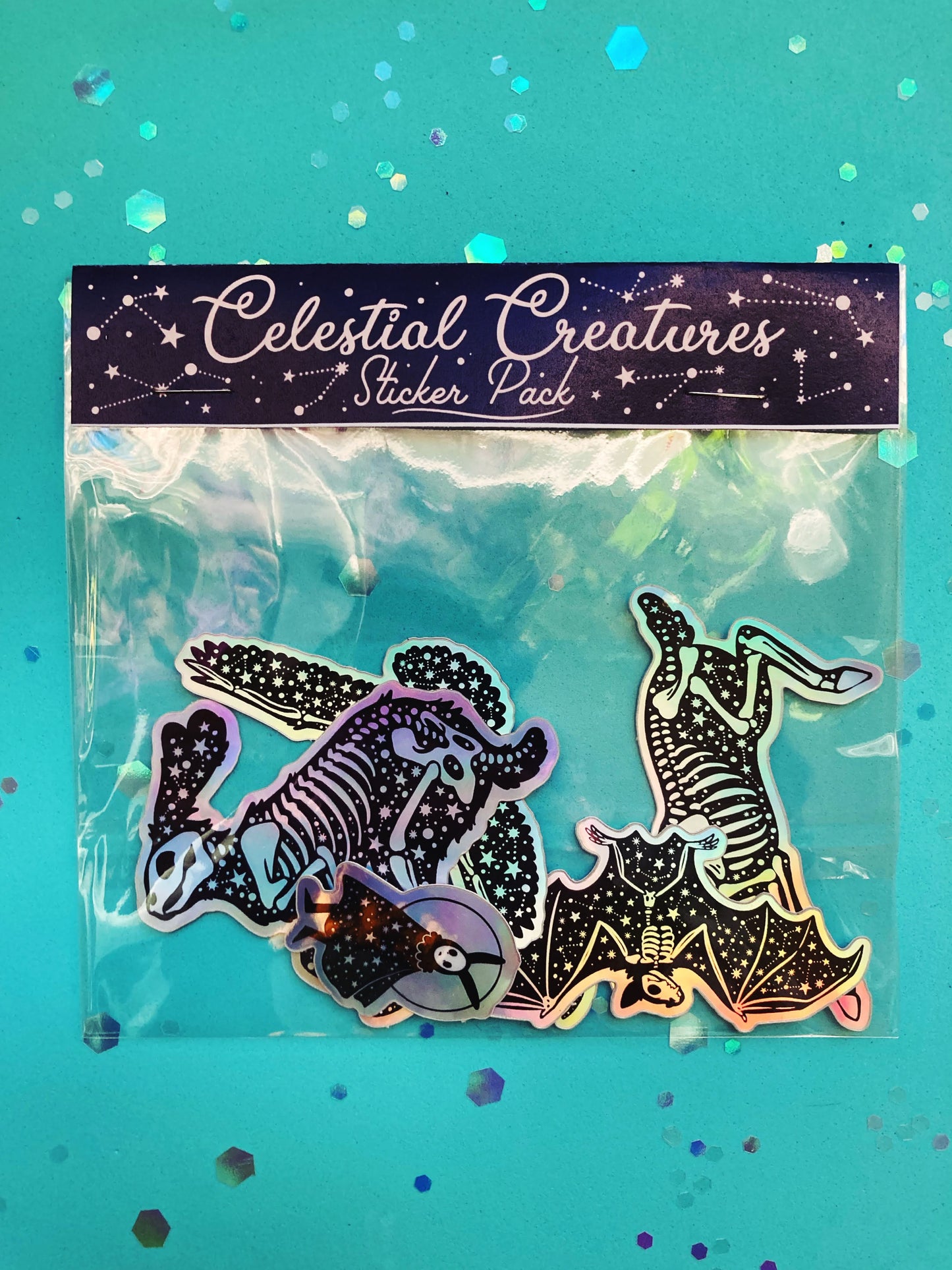 Celestial Creatures Holographic Animal Skeleton Sticker Pack