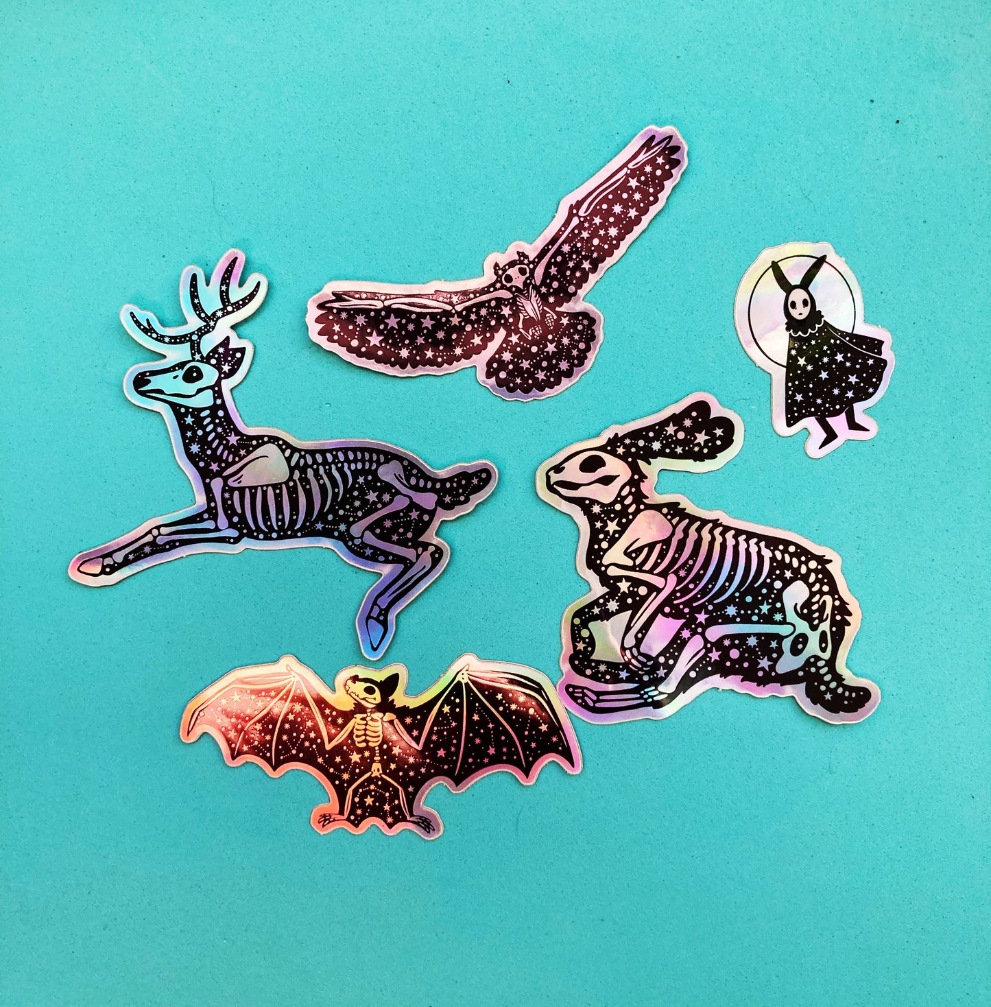 Celestial Creatures Holographic Animal Skeleton Sticker Pack