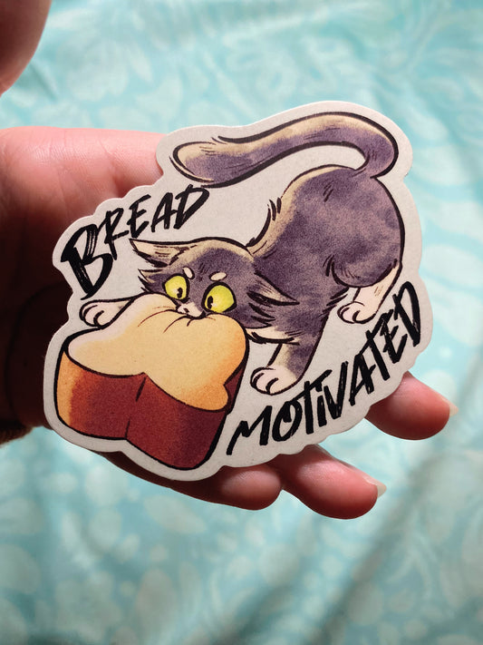 Bread Motivated Cat Sticker