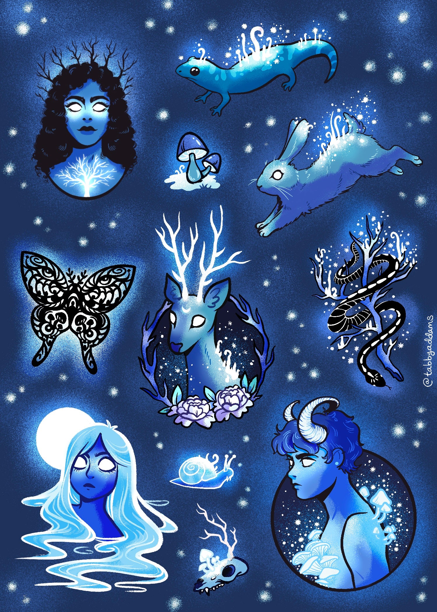Cryptid Forest Sticker Sheet β TabbyAddams Illustration