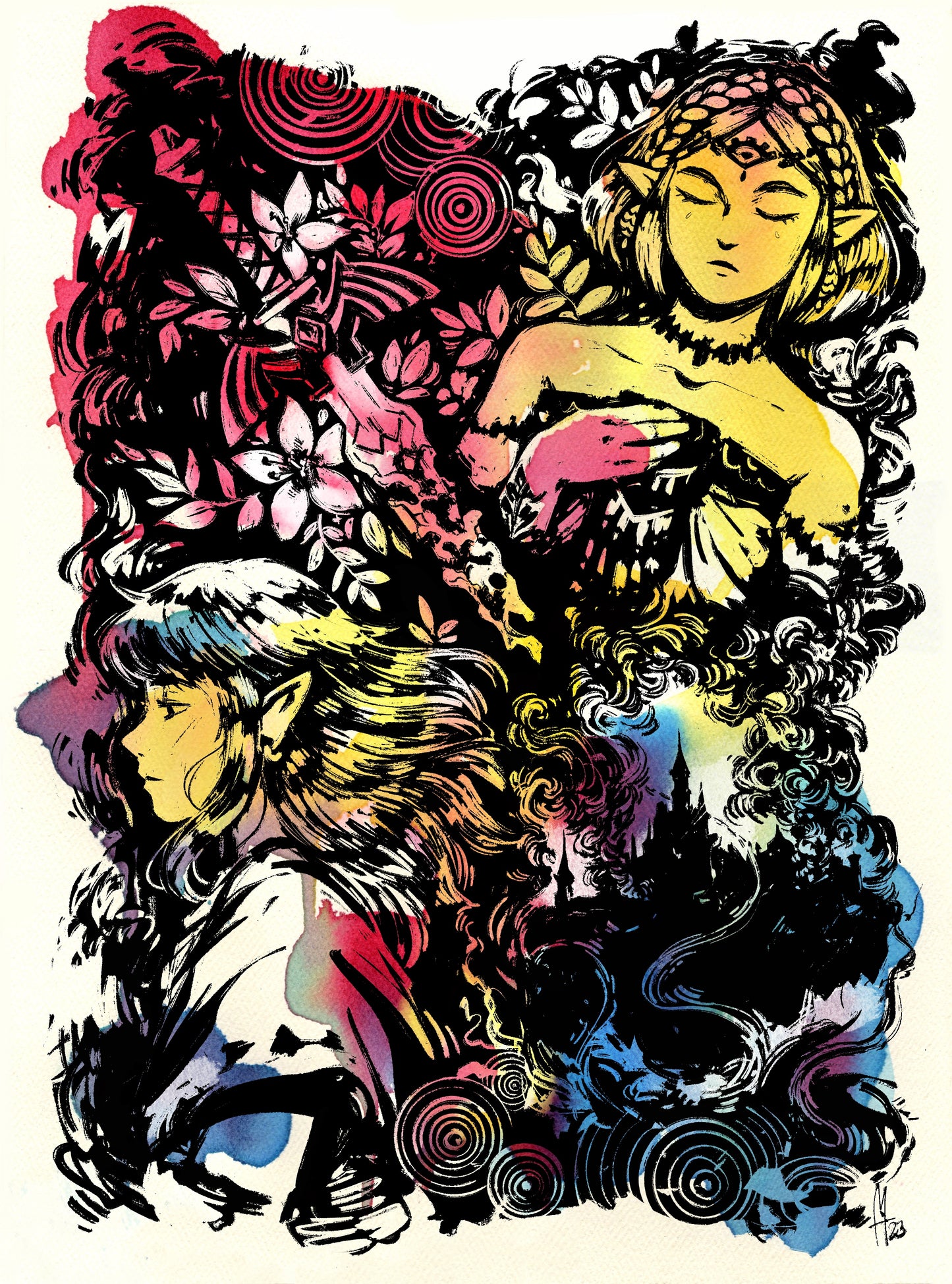 Tears of the Kingdom Watercolor Print, Legend of Zelda